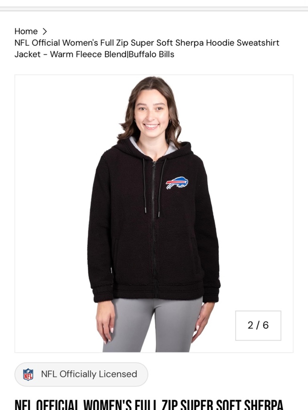 NFL Black Sherpa Hoodie with Red BILLS Logo